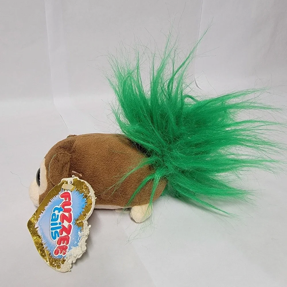 Fuzzee Tails Monkey Plush Toy Green Spiky‎ Hair Large Sparkle Eyes